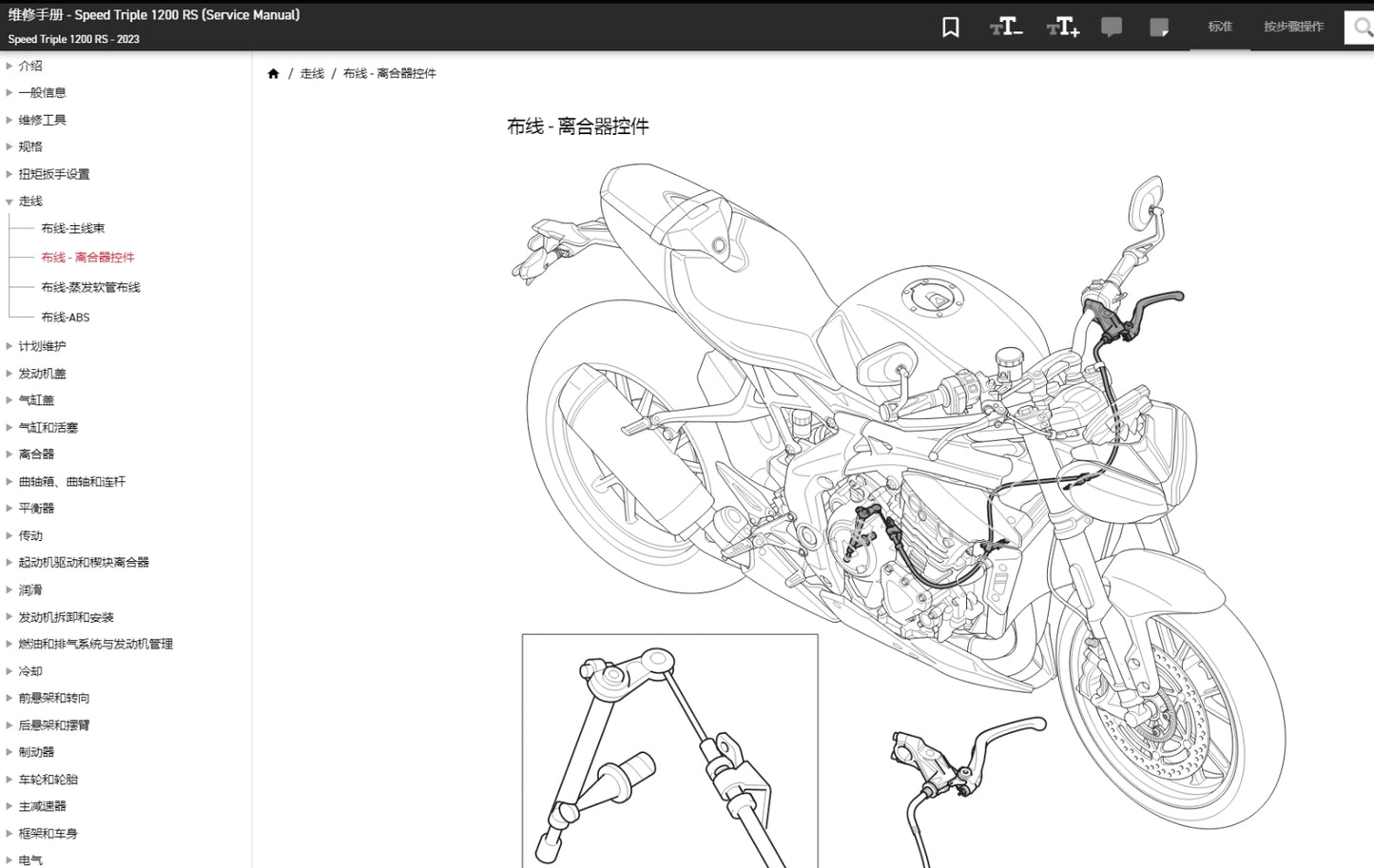 2023 Triumph Speed Triple 1200 RS 凱旋維修手冊簡體中文全車線路圖故障碼分析圖維修DIY工具