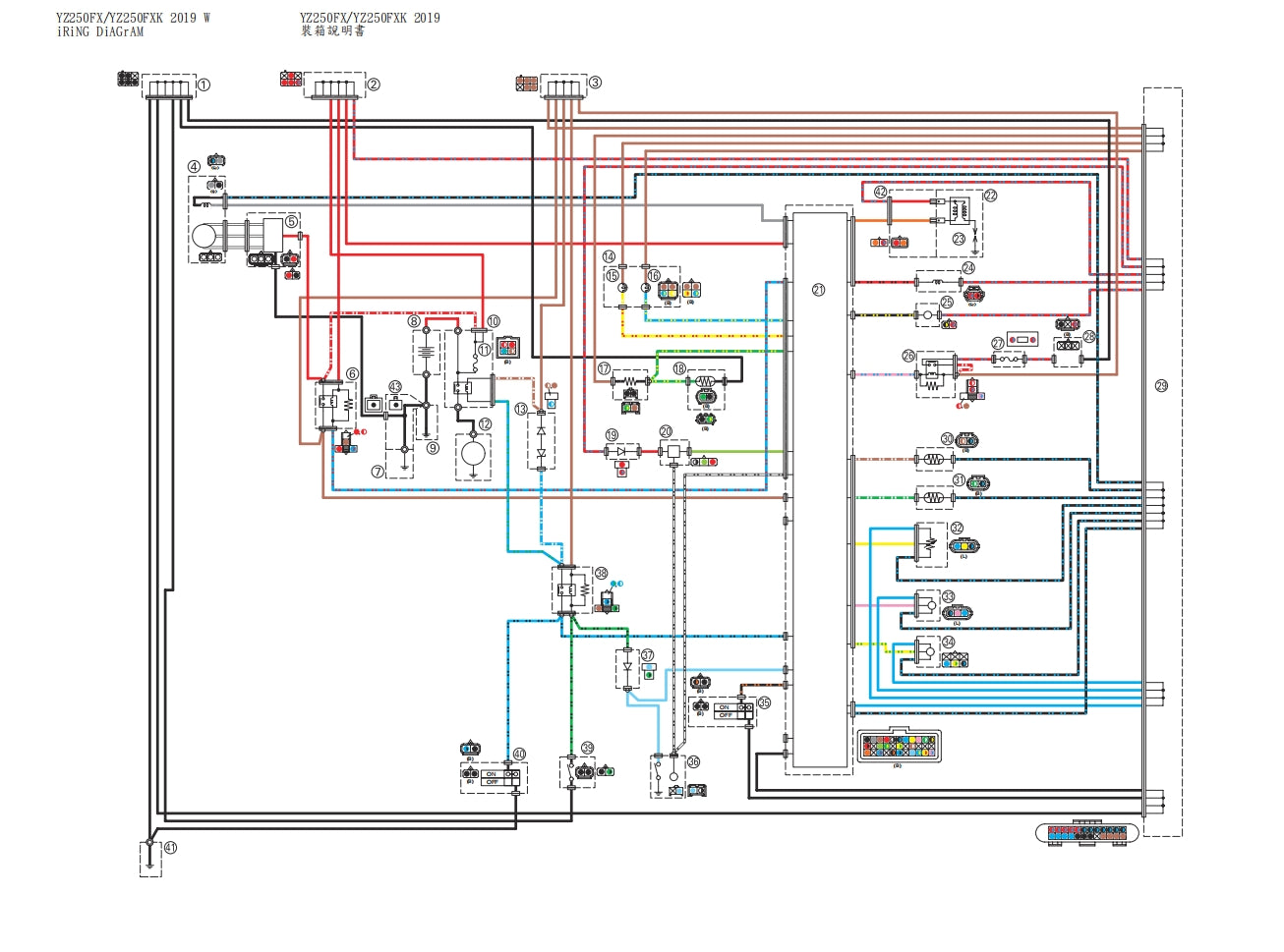 2019年雅馬哈YZ250FX YZ250FXK維修手冊繁体中文和英文全車扭矩錶折開圖線路圖故障程式碼