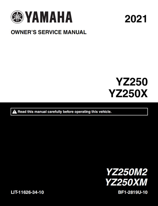 2021Yamahayz250 yz250x服務手冊維修手冊中文簡體中文全車線路圖故障碼分析圖面維修DIY工具