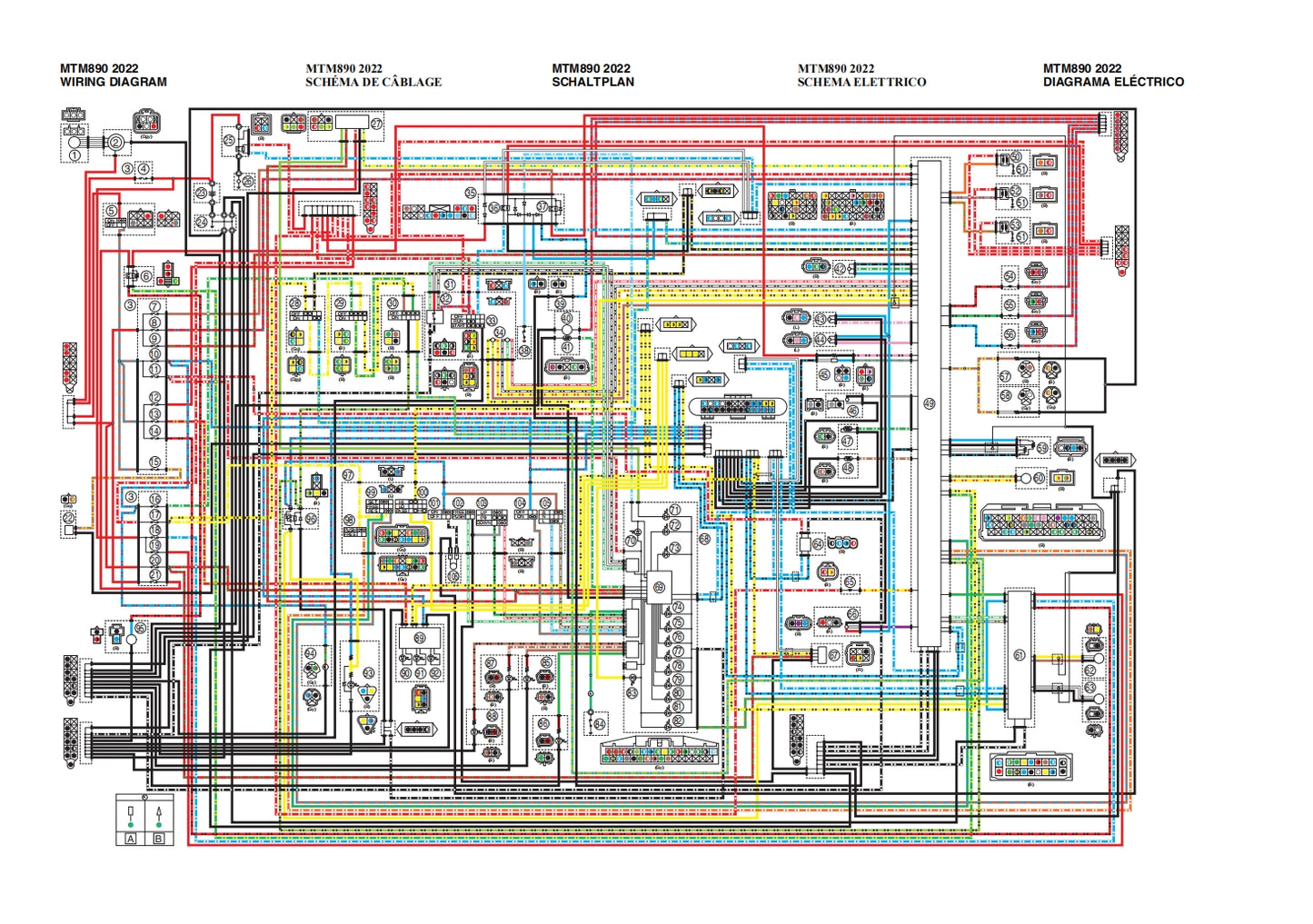 2022 MTM890 XSR900 Service Manual Vehicle parts disassembly diagram fault code query vehicle torque data and circuit diagram