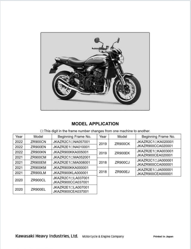 川崎 2020 Z 900RS 維修手冊 維修手冊 中文與簡體中文 全車線路圖 故障碼分析 資料維修DIY工具