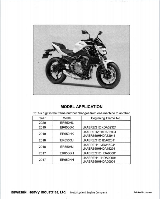 川崎2017-2020 Z650維修手冊維修手冊中文簡體中文全車線路圖故障碼分析圖維修DIY工具