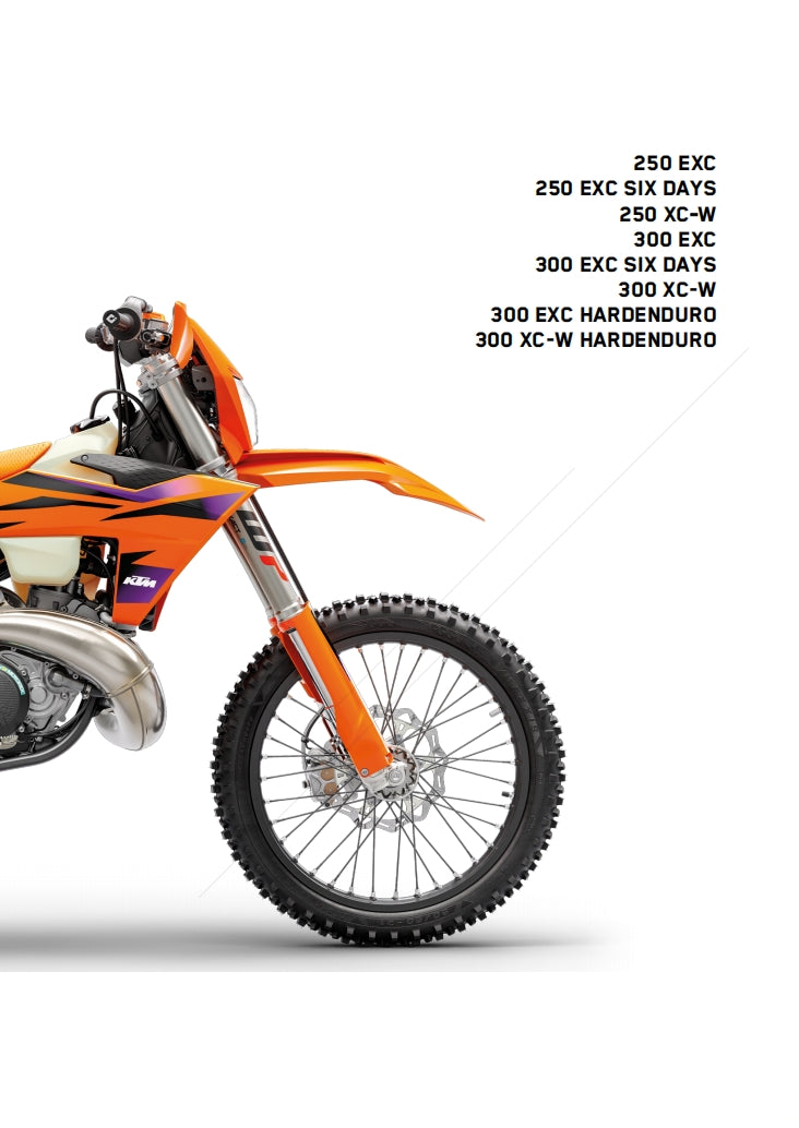 2024 KTM 250 300 EXC TBI Service Manual Vehicle parts disassembly diagram fault code query vehicle torque data and circuit diagram