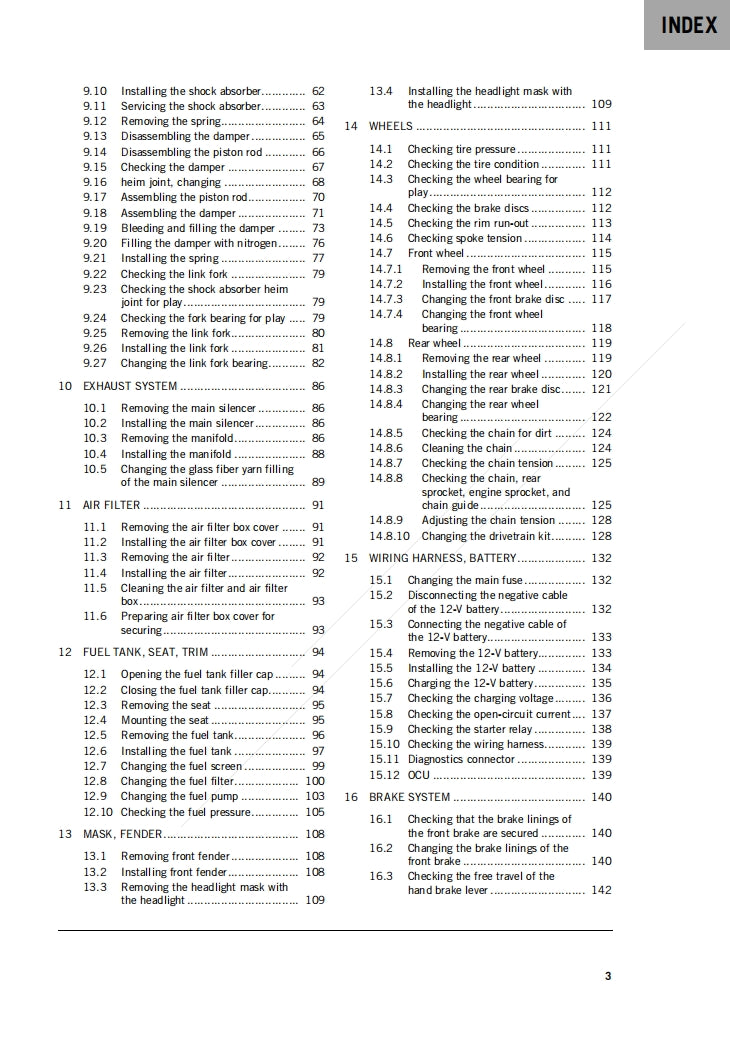 2024 KTM 250 300 EXC TBI Service Manual Vehicle parts disassembly diagram fault code query vehicle torque data and circuit diagram