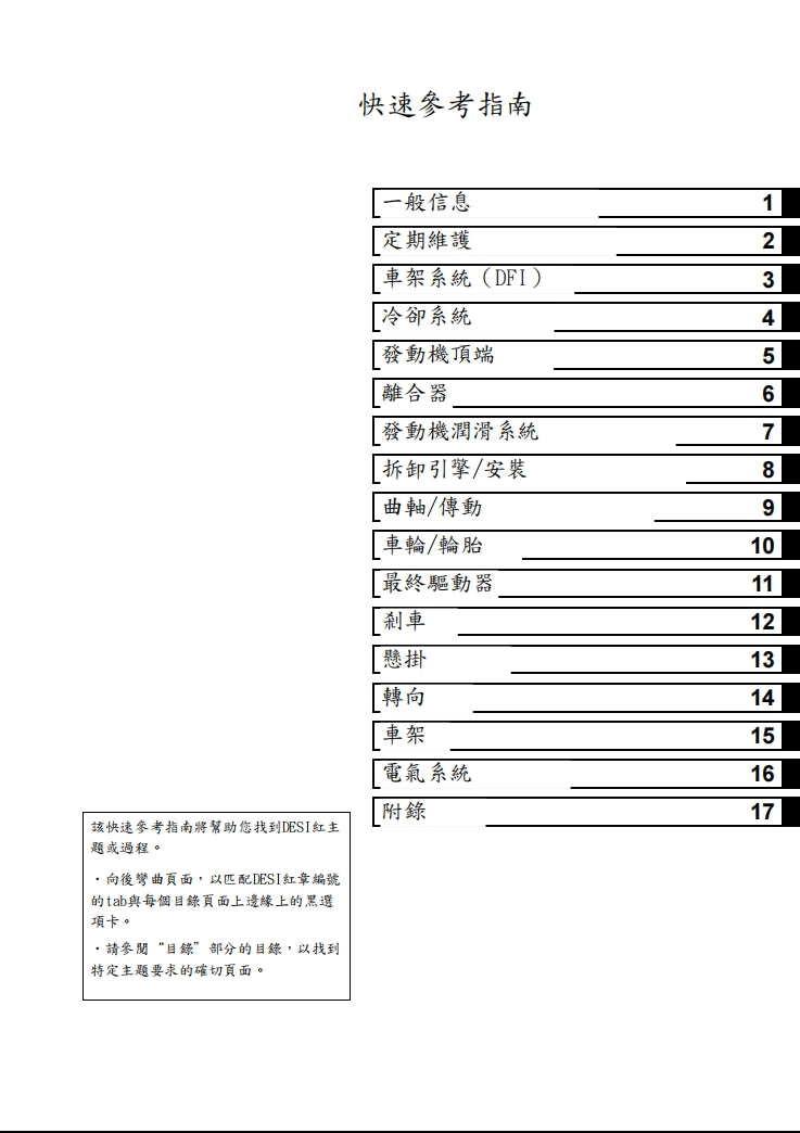 2015 川崎VERSYS 1000維修手冊繁体中文和英文全車扭矩錶折開圖線路圖故障程式碼