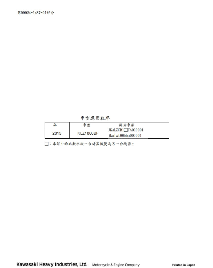 2015 川崎VERSYS 1000維修手冊繁体中文和英文全車扭矩錶折開圖線路圖故障程式碼