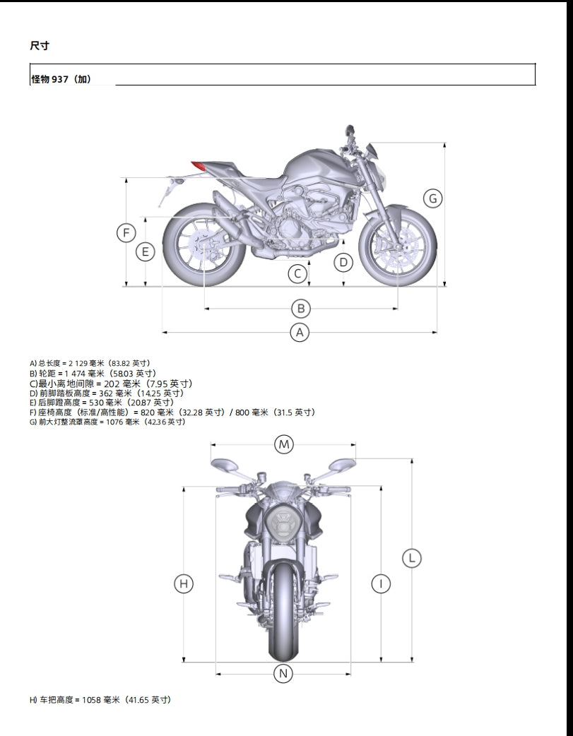 2022-2023Monster怪兽937维修手册全车线路图零件扭矩摩托维修资料