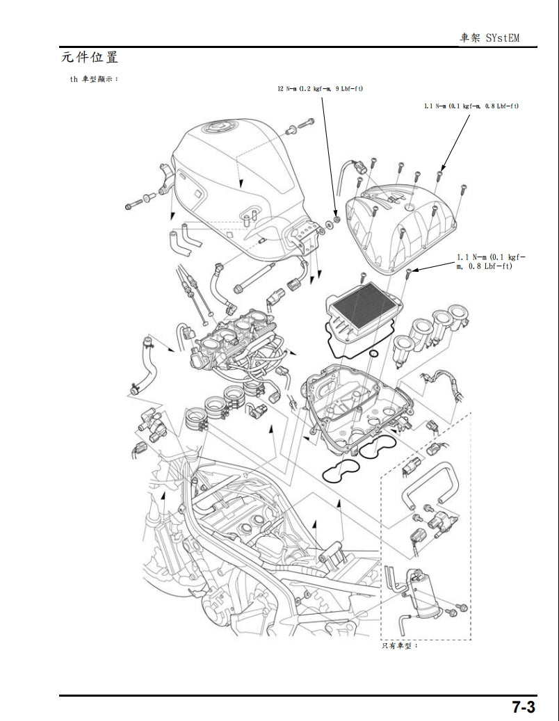 2014年CB650F CBR650F維修手冊繁体中文和英文全車扭矩錶折開圖線路圖故障程式碼