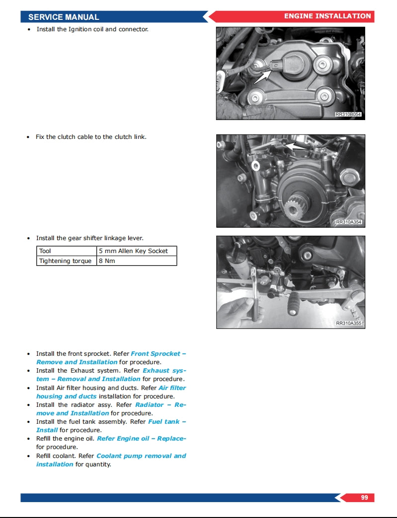 BMW G310RR servicemanual Vehicle parts disassembly diagram fault code query vehicle torque data and circuit diagram