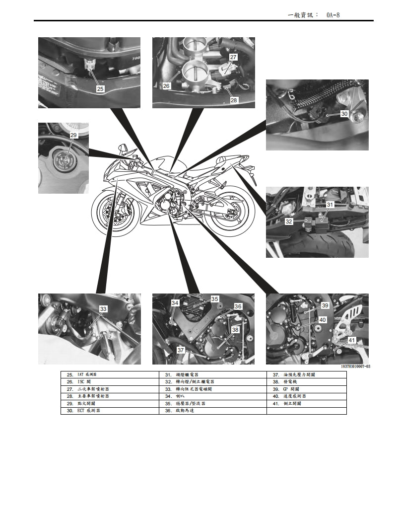 2008-2009 GSX-R600鈴木小R維修手冊繁体中文和英文全車扭矩錶折開圖線路圖故障程式碼