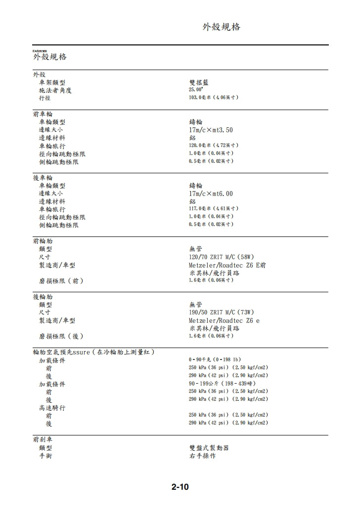 2007雅馬哈MT01維修手冊繁体中文和英文全車扭矩錶折開圖線路圖故障程式碼