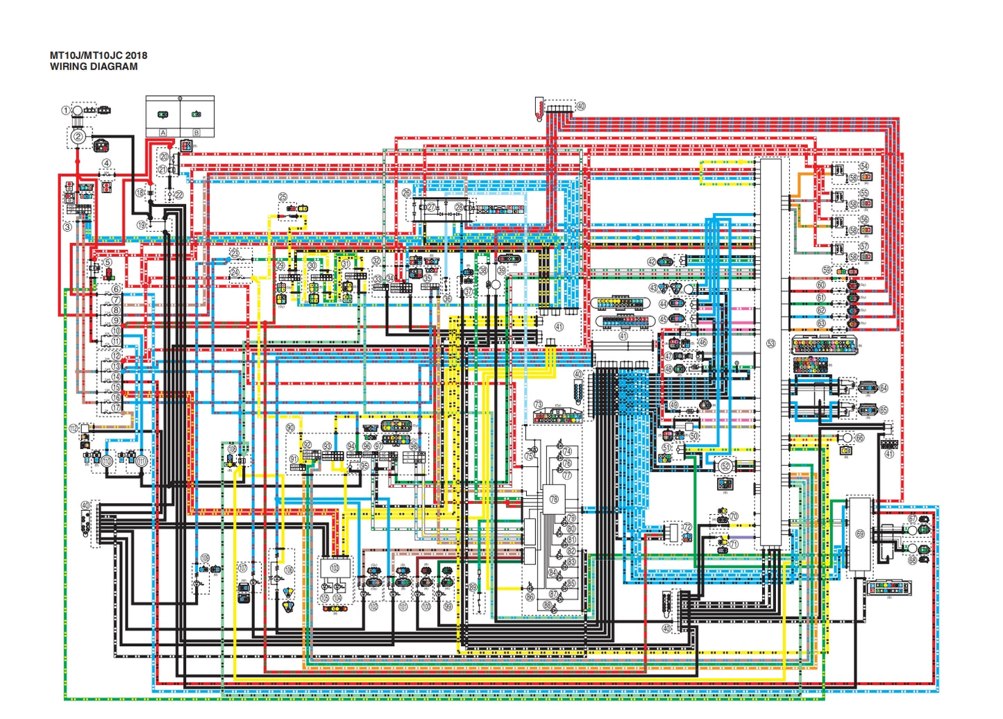 yamaha 2018 MT10 Service Manual Vehicle parts disassembly diagram fault code query vehicle torque data and circuit diagram