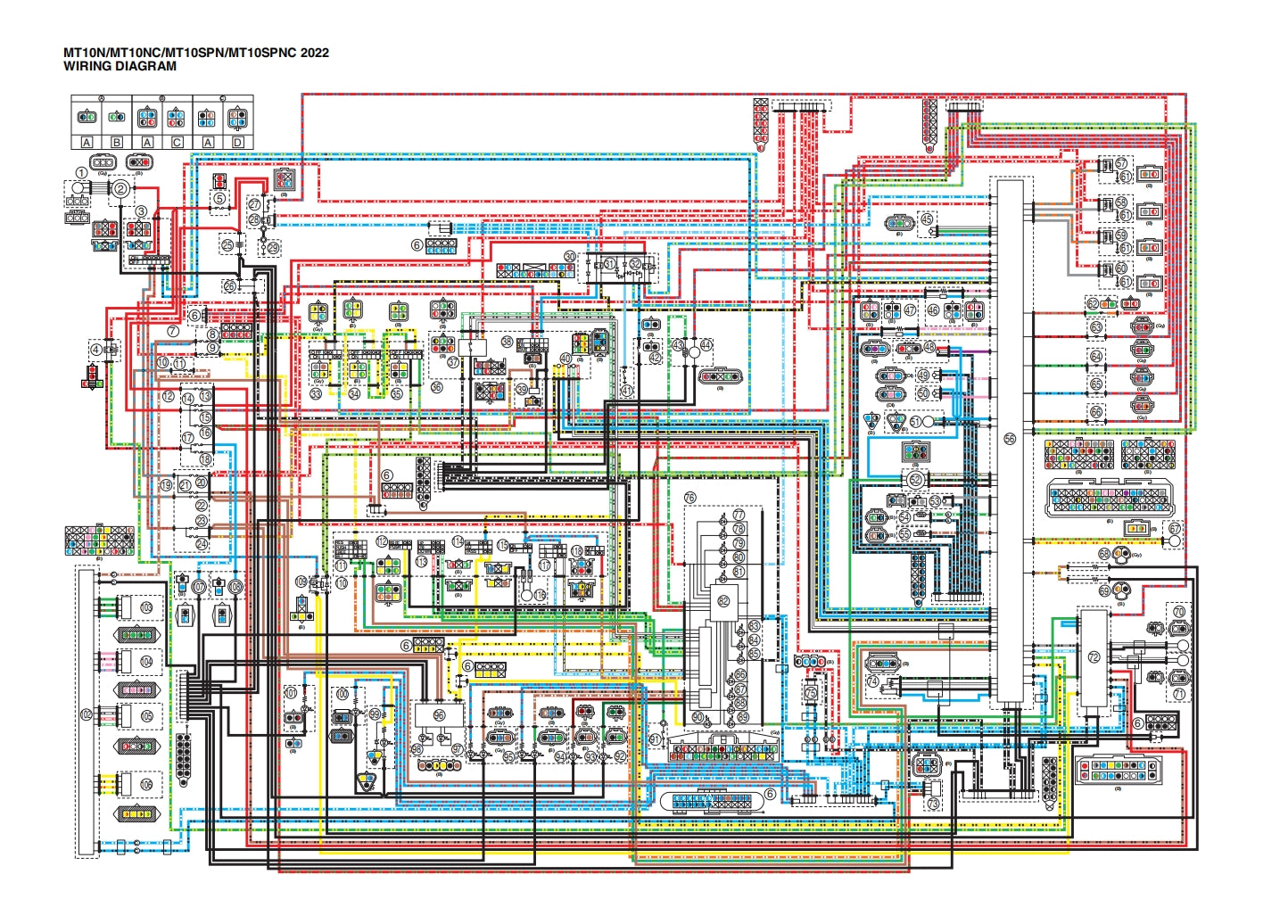 yamaha 2022 MT10SP MT10Service Manual Vehicle parts disassembly diagram fault code query vehicle torque data and circuit diagram