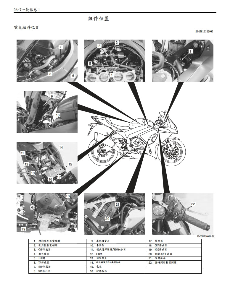 铃木GSX-R1000 K9維修手冊繁体中文和英文全車扭矩錶折開圖線路圖故障程式碼