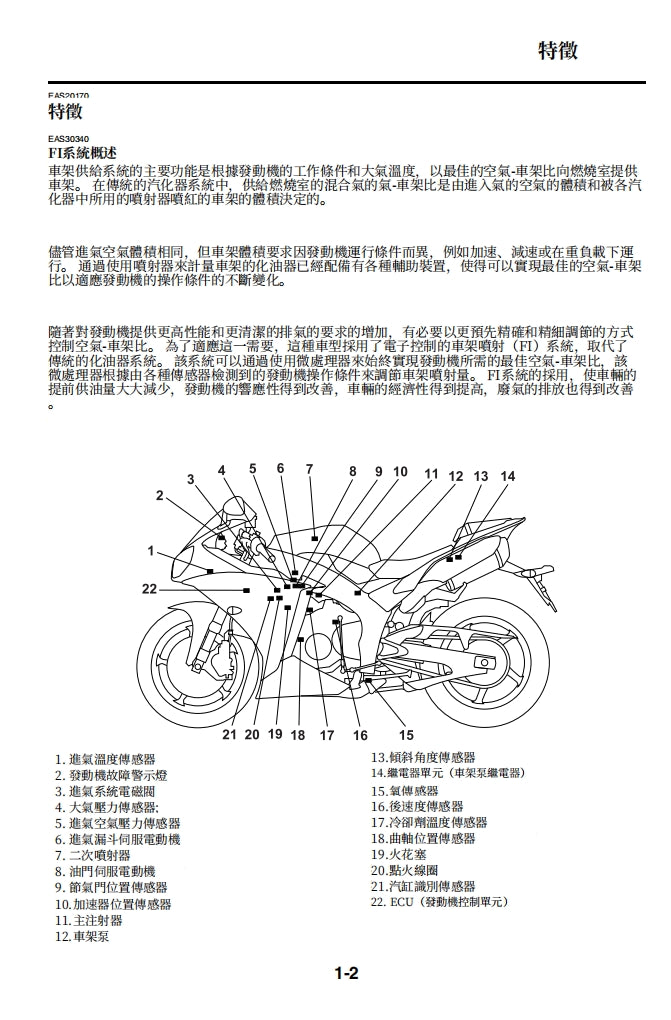 2012-2014雅馬哈R1維修手冊繁体中文和英文全車扭矩錶折開圖線路圖故障程式碼