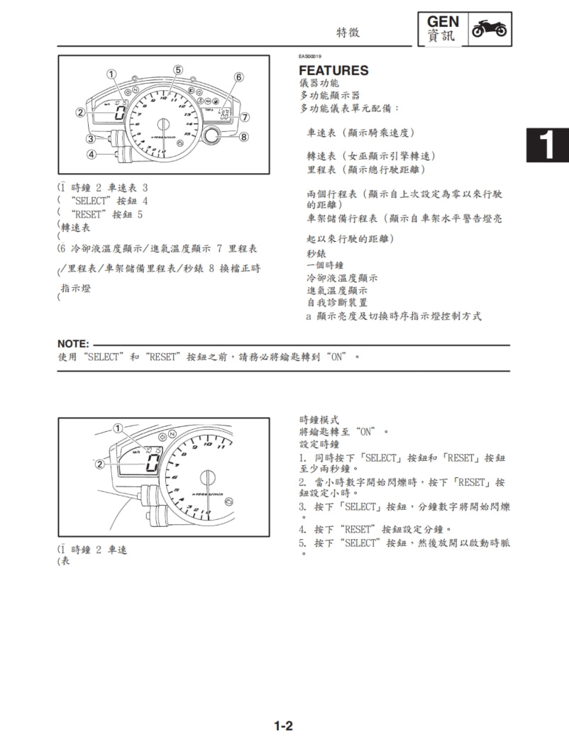 2004-2006年雅馬哈R1維修手冊繁体中文和英文全車扭矩錶折開圖線路圖故障程式碼