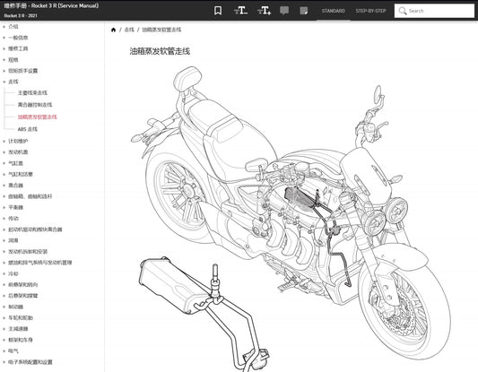 2021 Triumph 凱旋 Rocket 3R 維修手冊 維修手冊 簡體中文 全車線路圖 故障碼分析 圖紙維修DIY工具