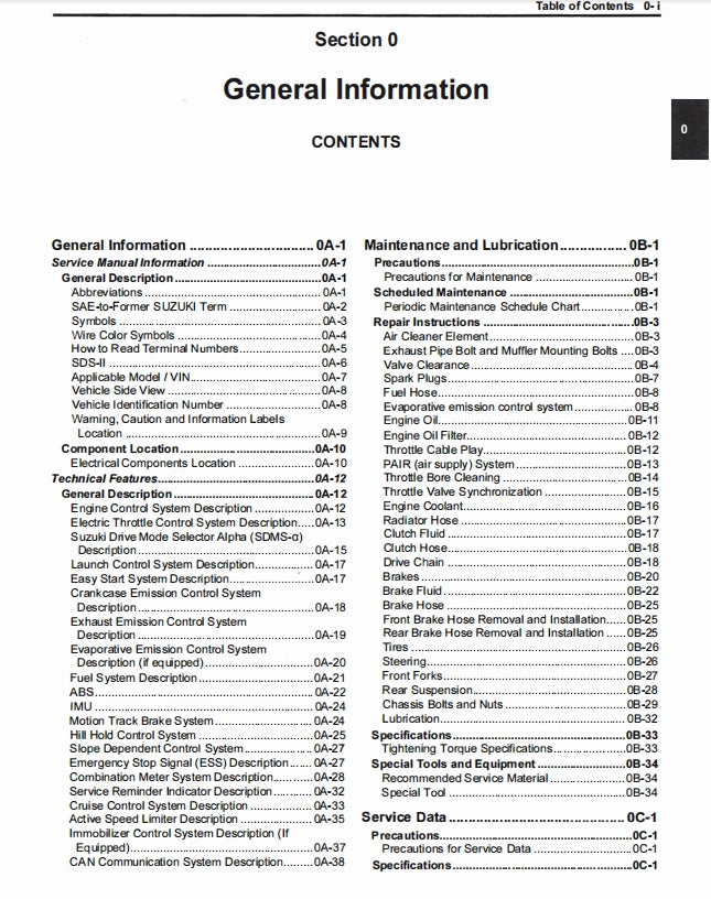 Suzuki 2022 GSX1300R Service Manual 铃木隼 维修手册 英文和简体中文全车线路图故障代码分析扭矩维修DIY工具