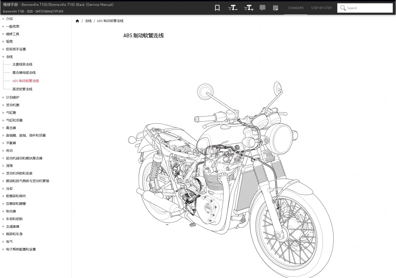 2020 Triumph 凱旋 T100 Bonneville 維修手冊維修手冊 簡體中文全車線路圖 故障碼分析 圖紙維修DIY工具