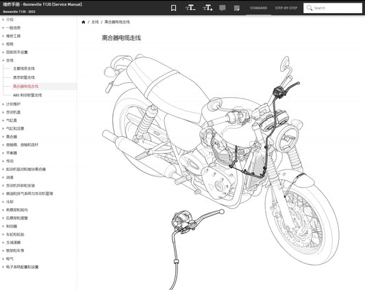 2023 Triumph 凱旋 Bonneville T120 維修手冊維修手冊 簡體中文全車線路圖 故障碼分析 圖紙維修DIY工具