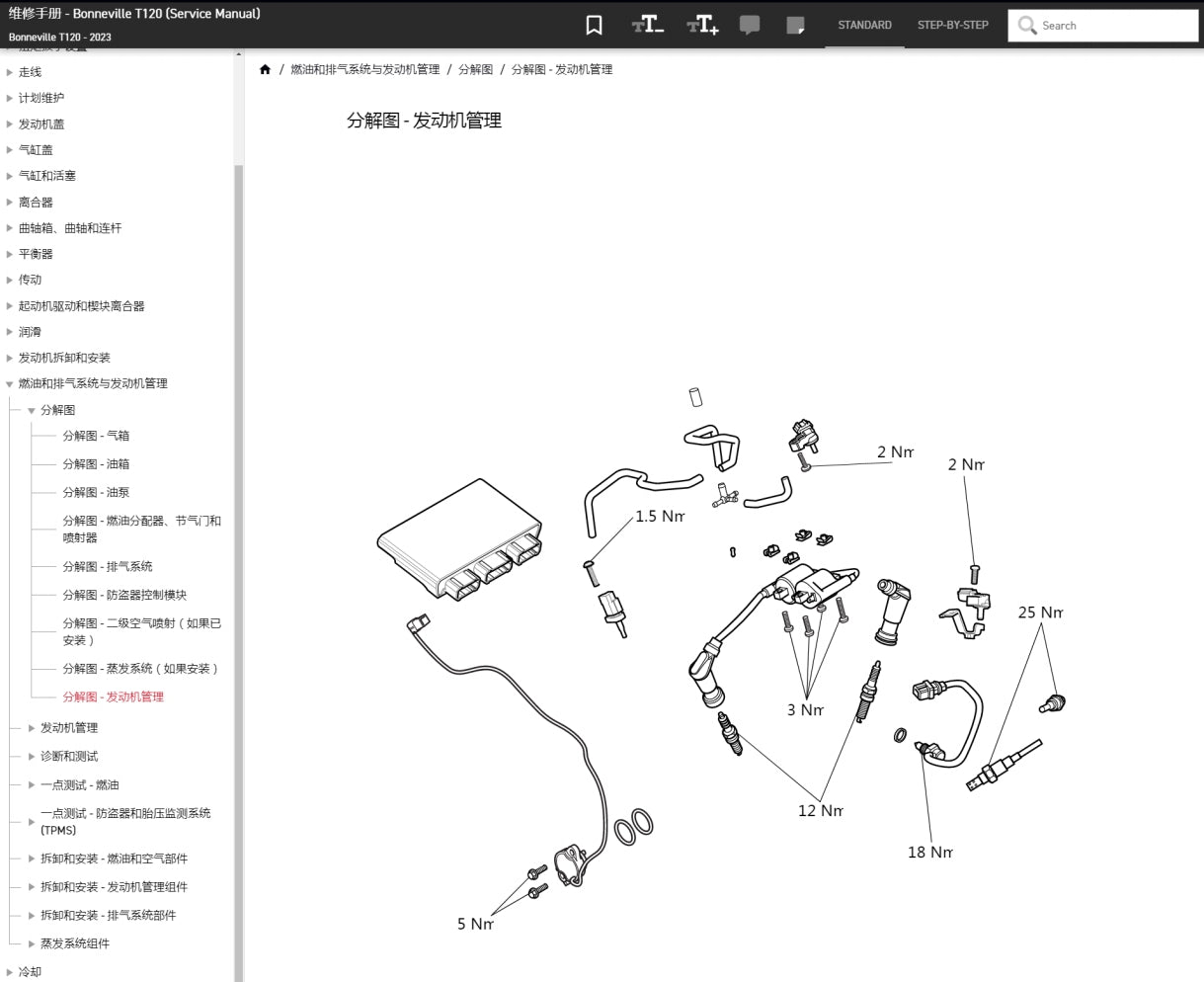 2023 Triumph 凱旋 Bonneville T120 維修手冊維修手冊 簡體中文全車線路圖 故障碼分析 圖紙維修DIY工具