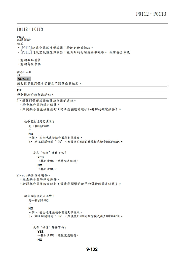 雅馬哈2021 Tricity 300維修手冊繁体中文和英文全車扭矩錶折開圖線路圖故障程式碼