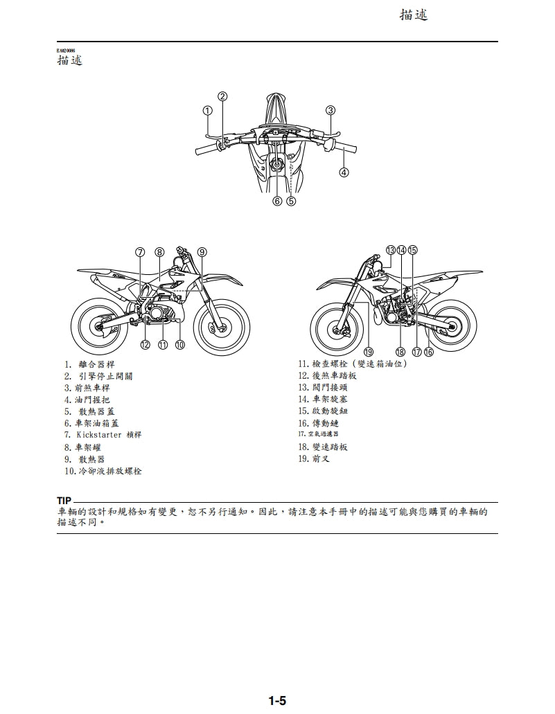 2021年雅馬哈YZ250X維修手冊繁体中文和英文全車扭矩錶折開圖線路圖故障程式碼