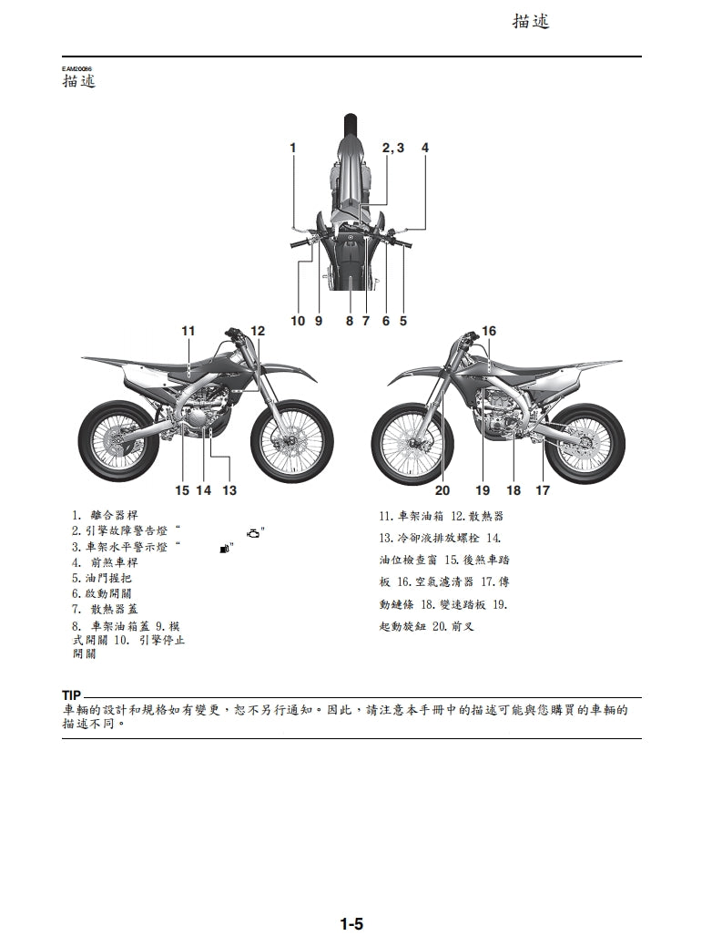 2021年雅馬哈YZ250FX維修手冊繁体中文和英文全車扭矩錶折開圖線路圖故障程式碼