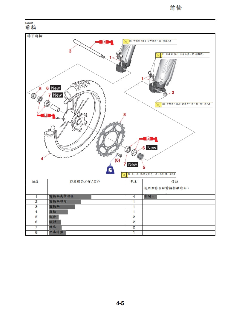 2021年雅馬哈YZ250FX維修手冊繁体中文和英文全車扭矩錶折開圖線路圖故障程式碼