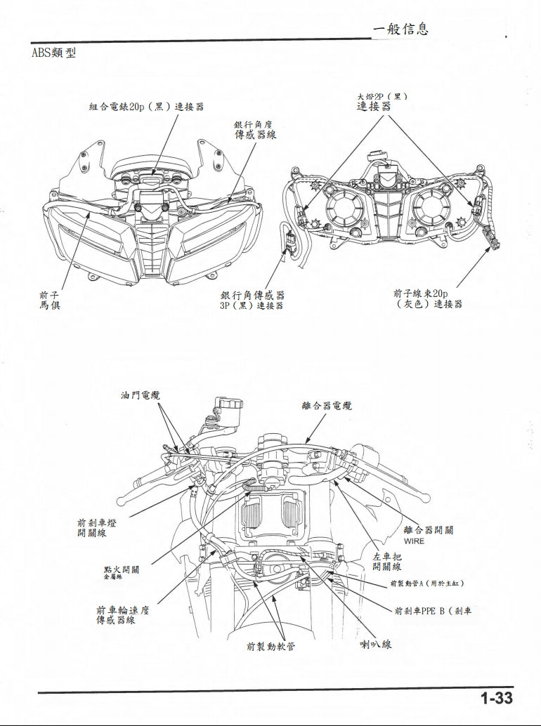 本田 2013-2015年 F5 CBR600RR維修手冊繁体中文和英文全車扭矩錶折開圖線路圖故障程式碼