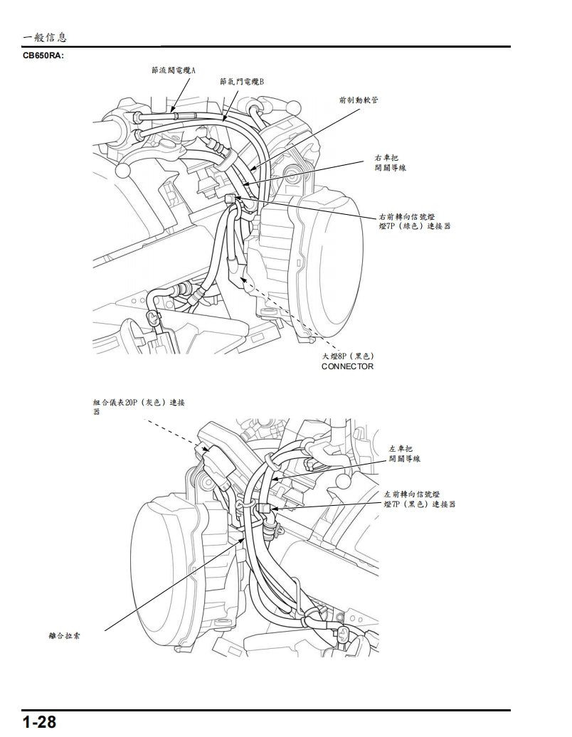 2021-2023年本田CBR650R CB650R維修手冊繁体中文和英文全車扭矩錶折開圖線路圖故障程式碼