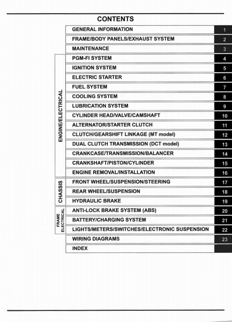 2020 Honda CRF1100 Service Manual Vehicle parts disassembly diagram fault code query vehicle torque data and circuit diagram