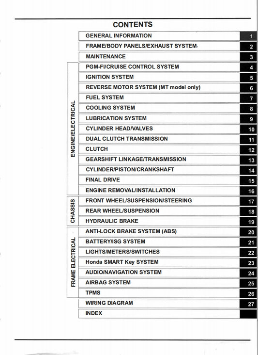 Honda 2021-2024 Gold Wing 1800 Service Manual  Vehicle parts disassembly diagram fault code query vehicle torque data and circuit diagram