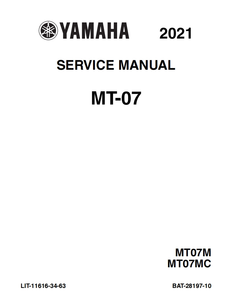 yamaha 2021-2022 MT07 Service Manual Vehicle parts disassembly diagram fault code query vehicle torque data and circuit diagram