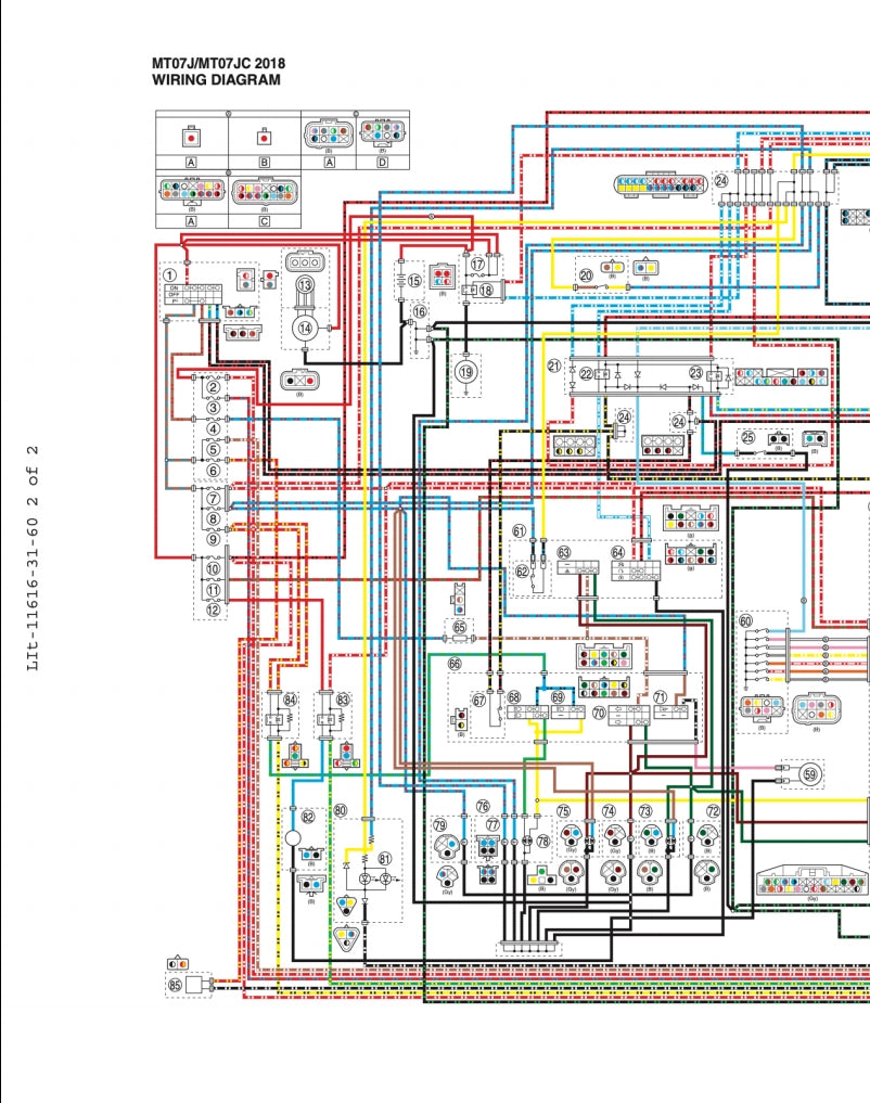 yamaha 2018 MT07 Service Manual Vehicle parts disassembly diagram fault code query vehicle torque data and circuit diagram