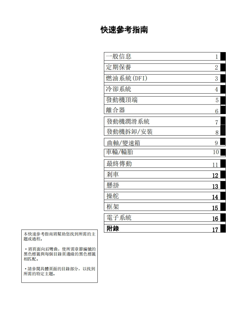 川崎2020年ninja400維修手冊繁体中文和英文全車扭矩錶折開圖線路圖故障程式碼