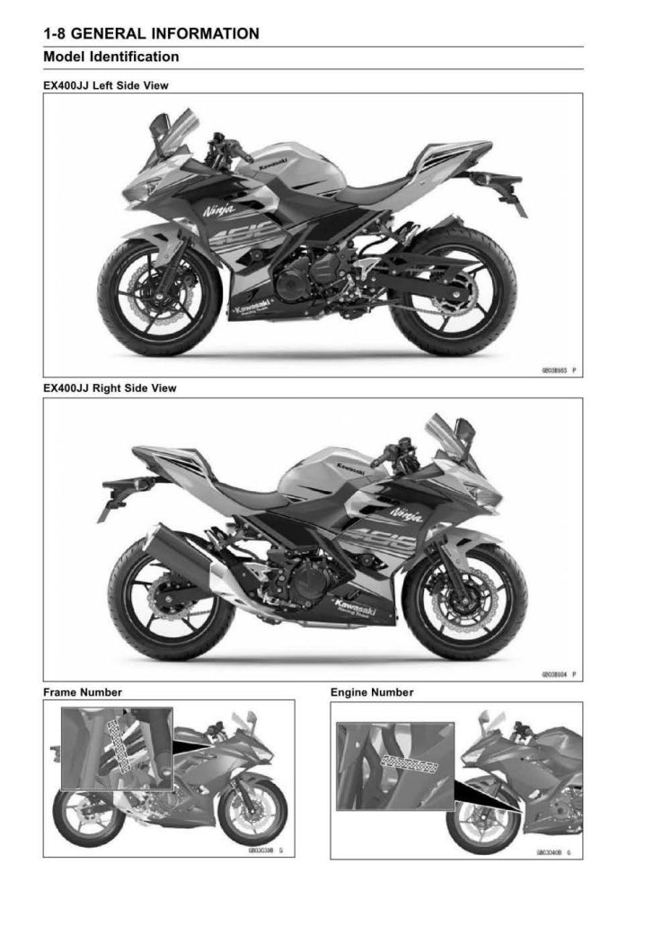 2020-2022 Kawasaki Ninja 400 Service Manual Vehicle parts disassembly diagram fault code query vehicle torque data and circuit diagram