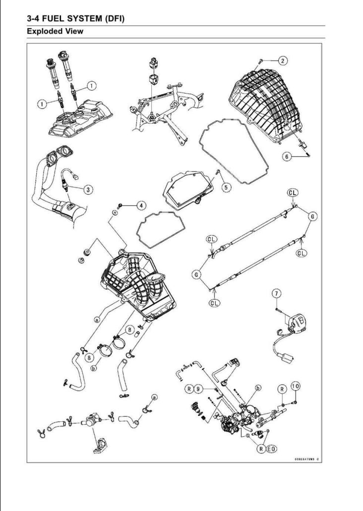 2020-2022 Kawasaki Ninja 400 Service Manual Vehicle parts disassembly diagram fault code query vehicle torque data and circuit diagram