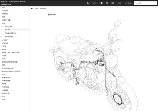 Triumph 2023 凱旋 三叉戟 Trident 660 維修手冊全車線路圖故障碼分析圖維修DIY工具