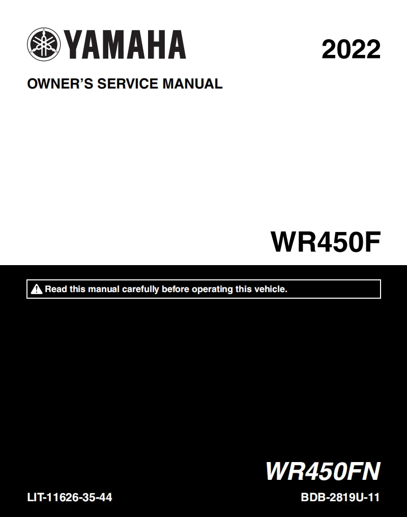 2022 Yamaha WR450F service manual Vehicle parts disassembly diagram fault code query vehicle torque data and circuit diagram