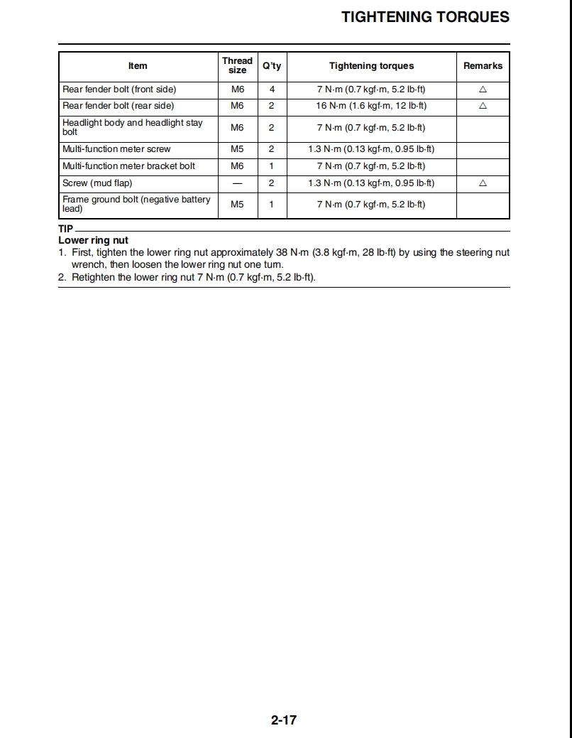 2022 Yamaha WR450F service manual Vehicle parts disassembly diagram fault code query vehicle torque data and circuit diagram