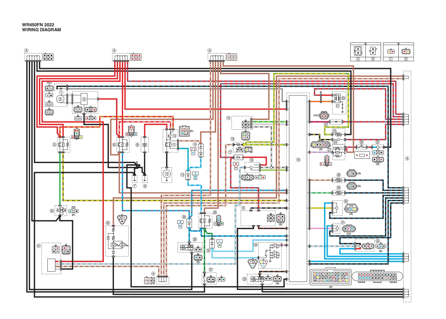 2022 Yamaha WR450F service manual Vehicle parts disassembly diagram fault code query vehicle torque data and circuit diagram