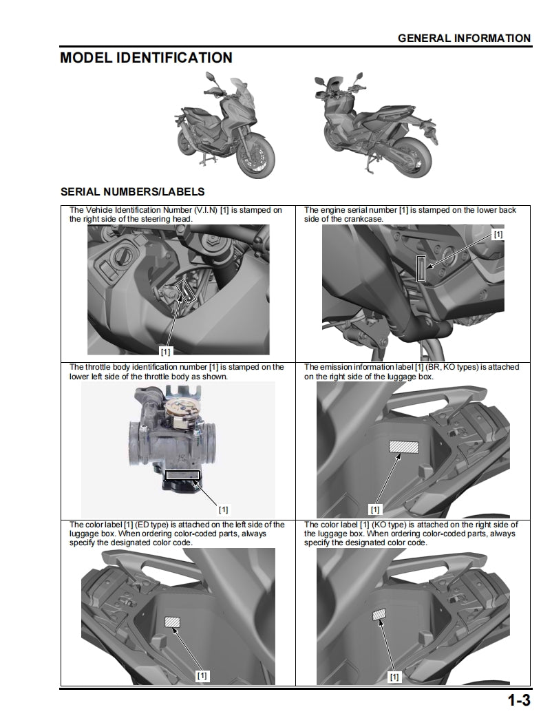 2017-Honda-X-Adv750 Service Manual Vehicle parts disassembly diagram fault code query vehicle torque data and circuit diagram