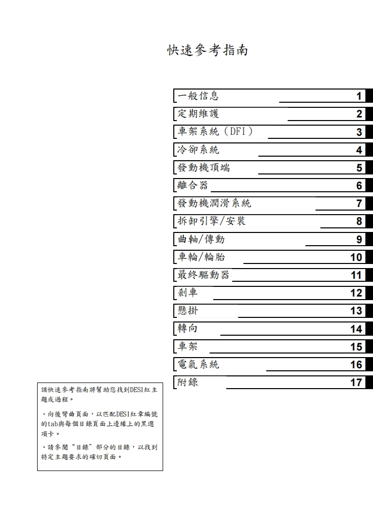 川崎2003年z1000維修手冊繁体中文和英文全車扭矩錶折開圖線路圖故障程式碼