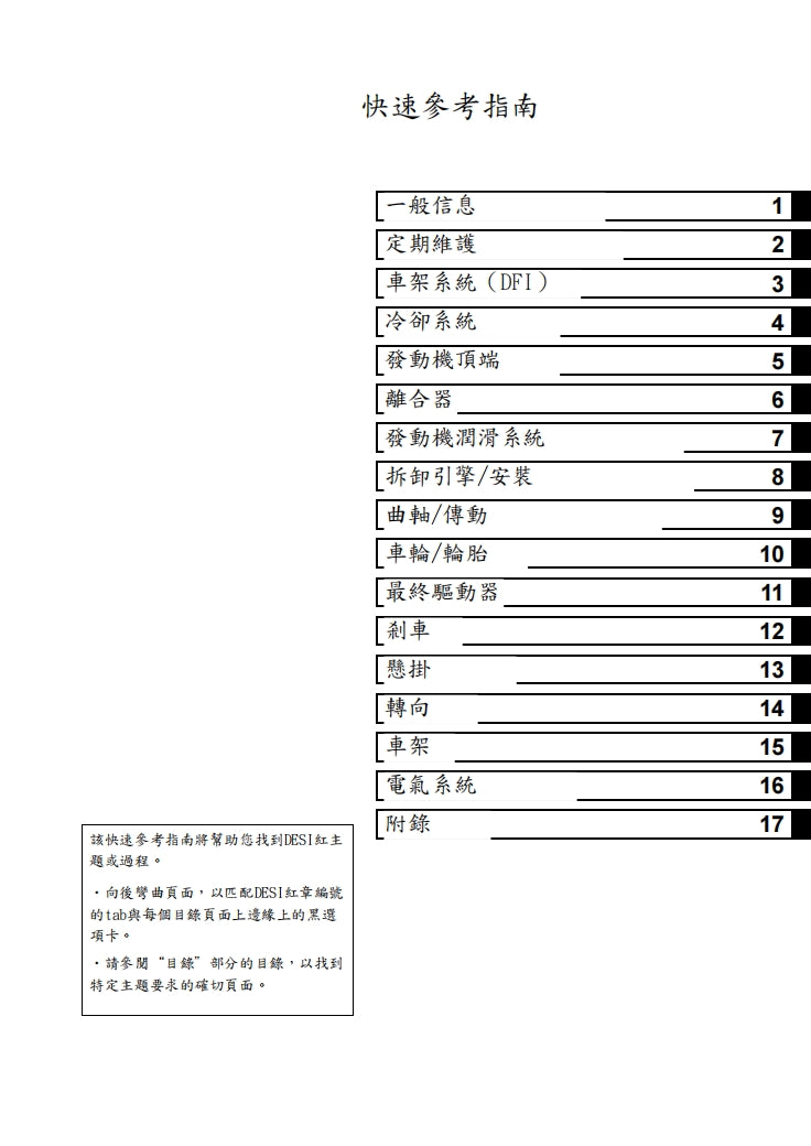 川崎2014年z1000維修手冊繁体中文和英文全車扭矩錶折開圖線路圖故障程式碼