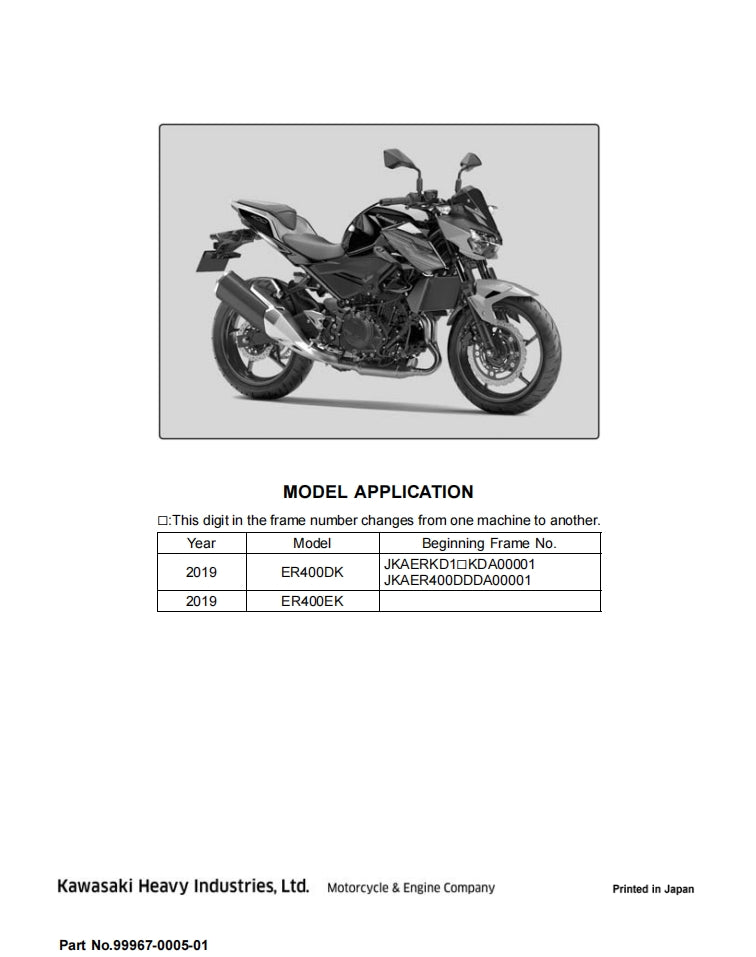 2019 川崎z400维修手册简体中文全车线路图故障代码分析扭矩维修DIY工具