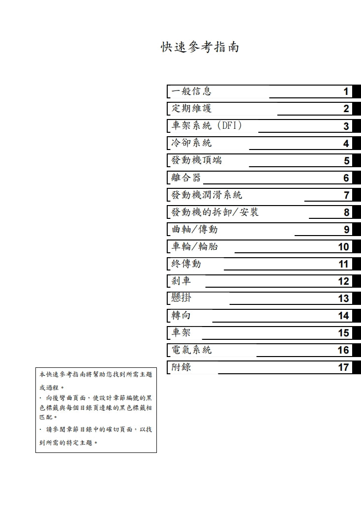 川崎2006-2007年ZX-10R維修手冊繁体中文和英文全車扭矩錶折開圖線路圖故障程式碼