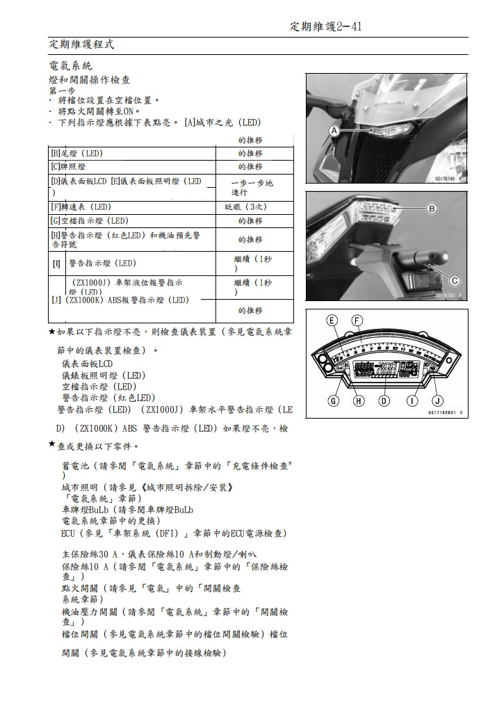 2011-2015川崎zx-10r維修手冊繁体中文和英文全車扭矩錶折開圖線路圖故障程式碼