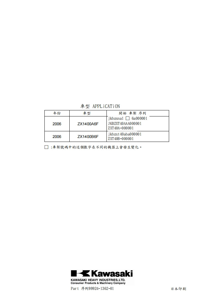 2006年川崎zx-14r zzr1400維修手冊繁体中文和英語全車扭矩錶折開圖線路圖故障程式碼