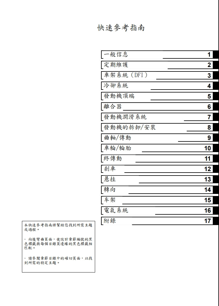 2005川崎ZX-6R維修手冊繁体中文和英文全車扭矩錶折開圖線路圖故障程式碼